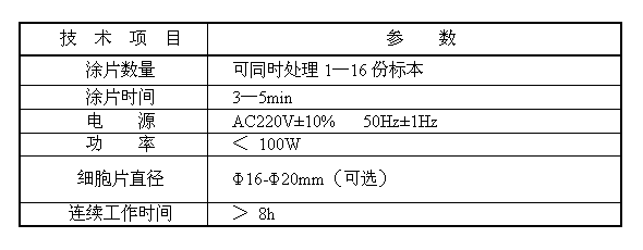 液基薄層細胞涂片機技術參數(shù)