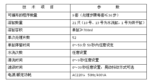 病理組織染色機(jī)技術(shù)參數(shù)